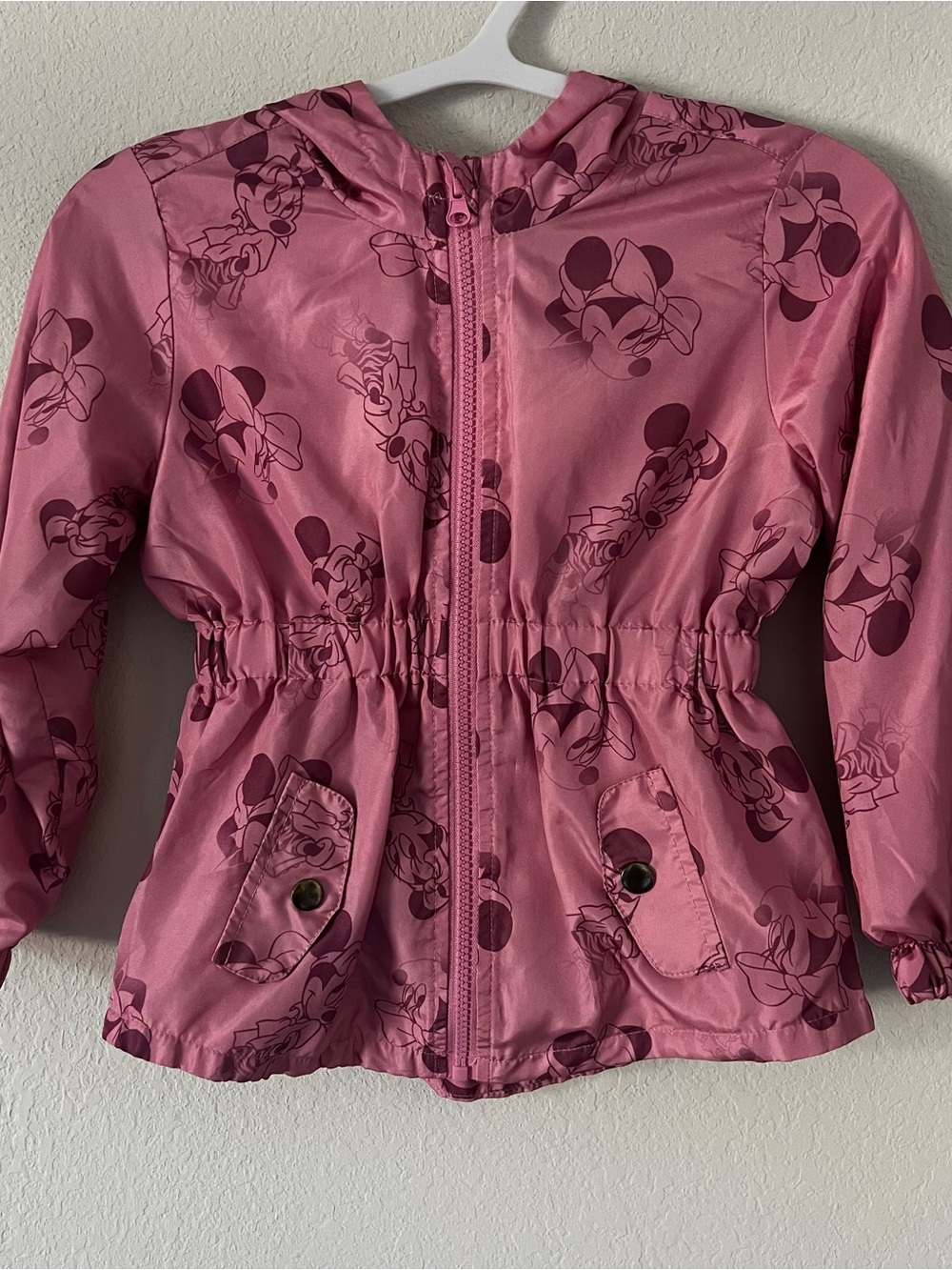 Disney Pink Minnie Mouse Hooded Raincoat Sz 6